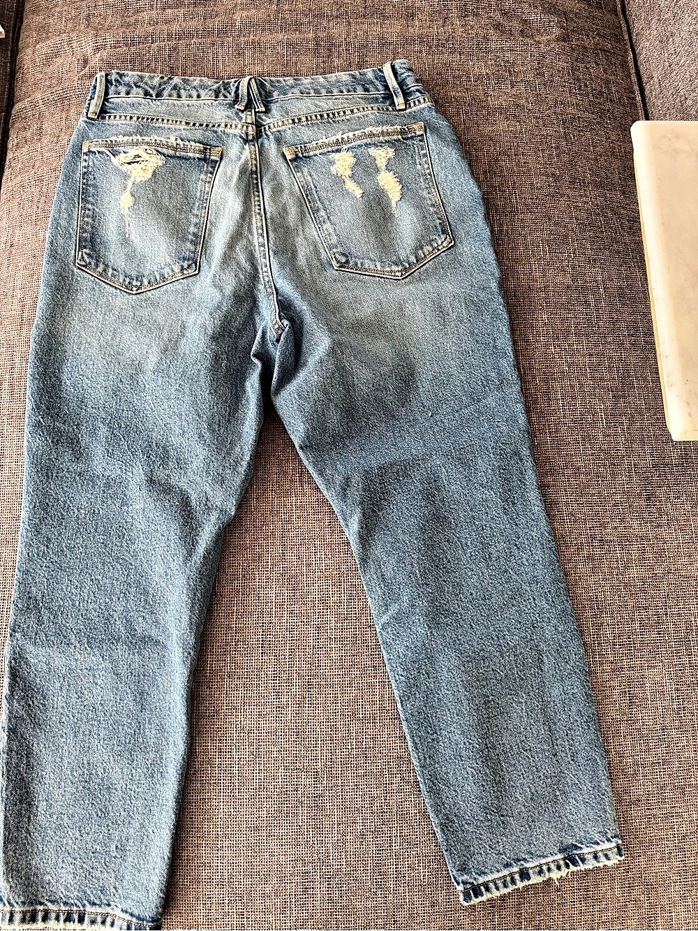 Good American Good '90s Ripped Straight Leg Jeans in Blue